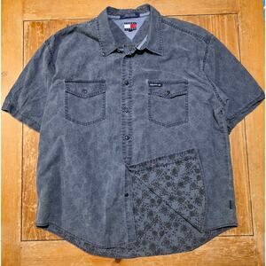 XXL Tommy Jeans Button Front Short Sleeve Mens Shirt Cotton 2001 Y2K